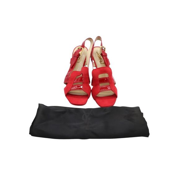Saint Laurent Slingback Sandals in Red Leather - Picture 7 of 7